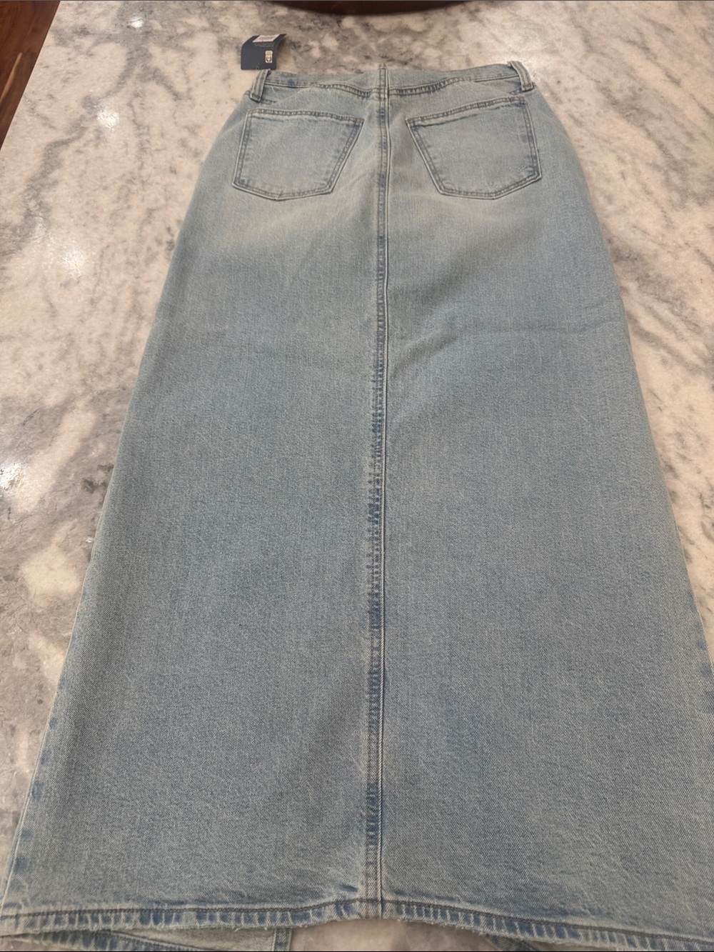 Universal Thread Light Blue Denim Maxi Skirt with Center Zip Slit - Picture 2 of 3
